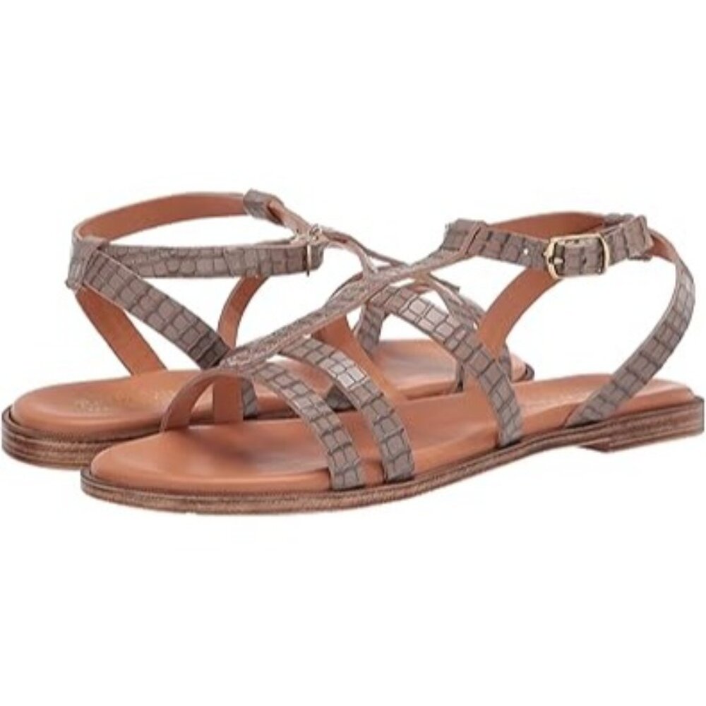 Bella-Vita Italian Strappy Sandals With Gold Buckle Crocodile Pattern Womens  Si